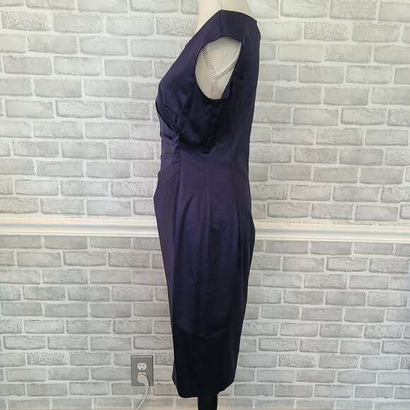 Lauren Ralph Lauren Navy Blue Satin Dress sz 10 Cocktail Old Money Quiet Luxury - Picture 9 of 9